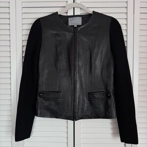 Classiques Entier Leather Multimedia Jacket Wool Sleeves Moto Black Size XS
